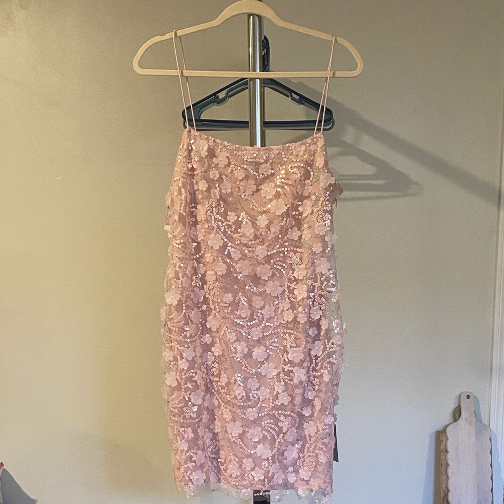 Pink Sequin Floral Dress - Picture 2 of 8